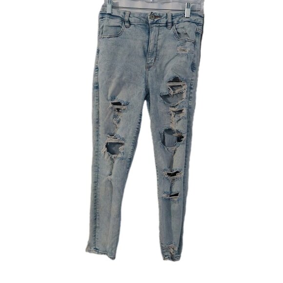 American Eagle Outfitters Denim - American Eagle Womens Size 8 Short Blue Jeans Distressed Next Level Stretch